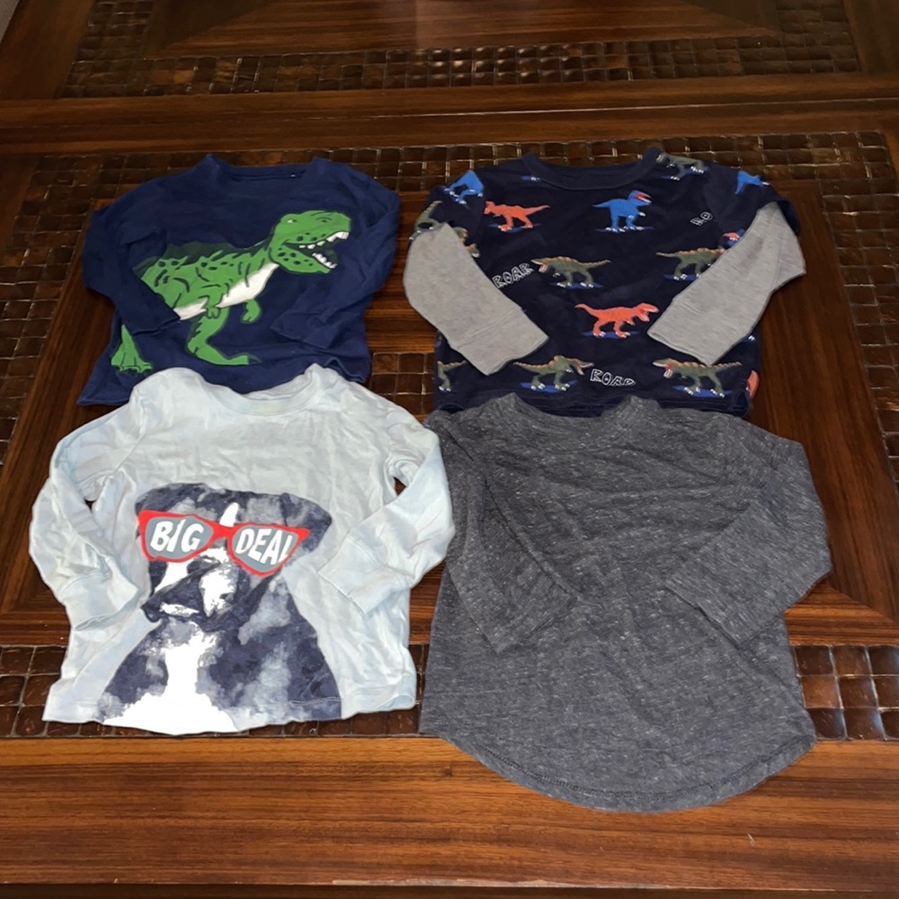 (4) 18m boys long sleeve tops